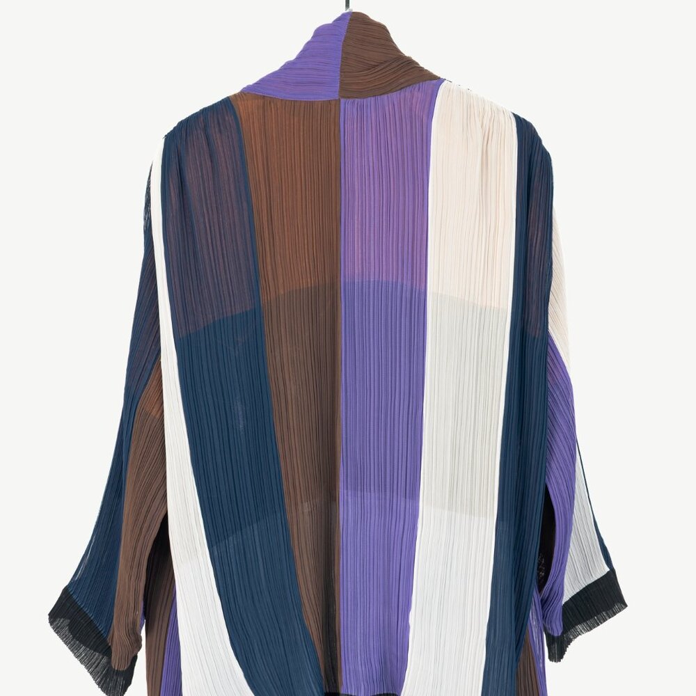 Issey Miyake SS1993 Reversible Multicolour Striped Pleated Open-Front Jacket - Picture 4 of 14